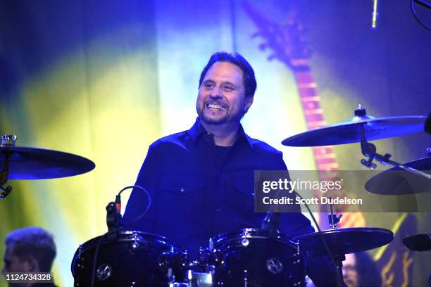 Drummer Dave Lombardo, founding member of Slayer, performs onstage during DIMEBASH 2019 at The Observatory on January 24, 2019 in Santa Ana,...
