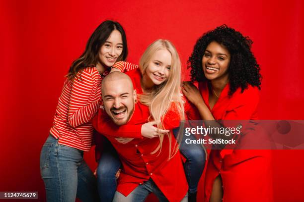 fun with friends - group studio shot stock pictures, royalty-free photos & images
