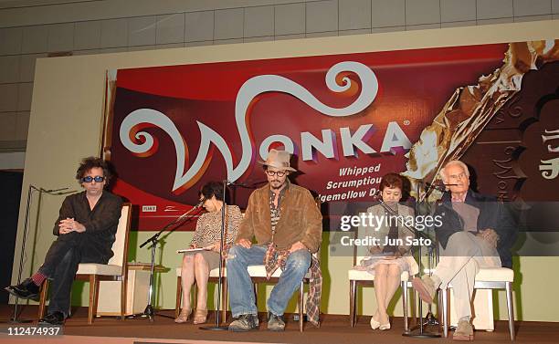 Tim Burton, director, Johnny Depp and Richard D. Zanuck, producer