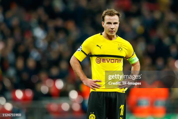 Mario Goetze of Dortmund looks dejected during the UEFA Champions League Round of 16 First Leg match between Tottenham Hotspur and Borussia Dortmund...