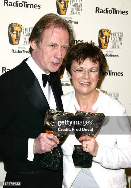 Bill Nighy and Julie Walters with their awards for Best Actor and Best Actress