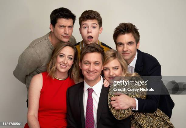 Ken Marino, Sarah Schneider, Case Walker, Chris Kelly, Helene Yorke, and Drew Tarver of Comedy Central's "The Other Two" pose for a portrait during...