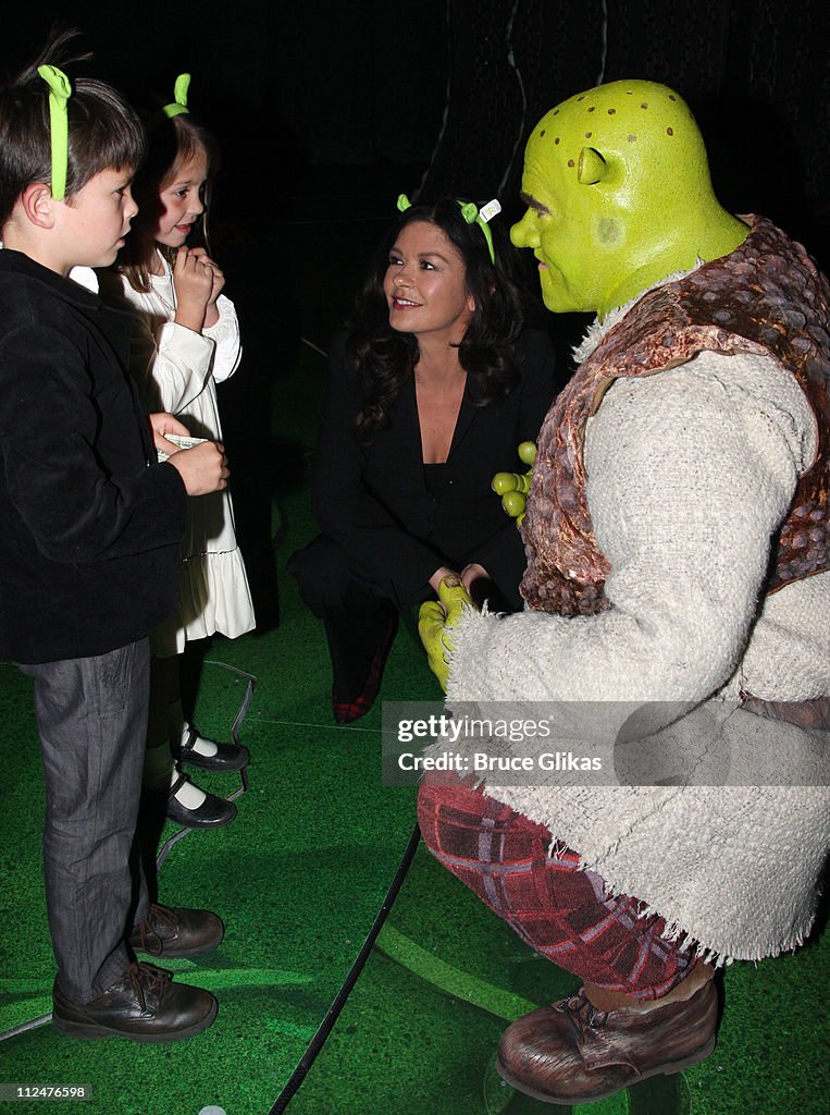 Catherine Zeta Jones Visits "Shrek" On Broadway