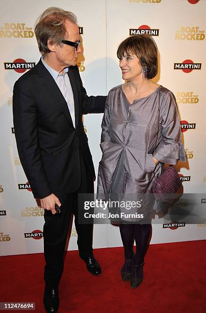 Actor Bill Nighy with his wife Diana Quick attend "The Boat That Rocked" Martini World Premiere Party at the Louise Blouin Foundation on March 23,...