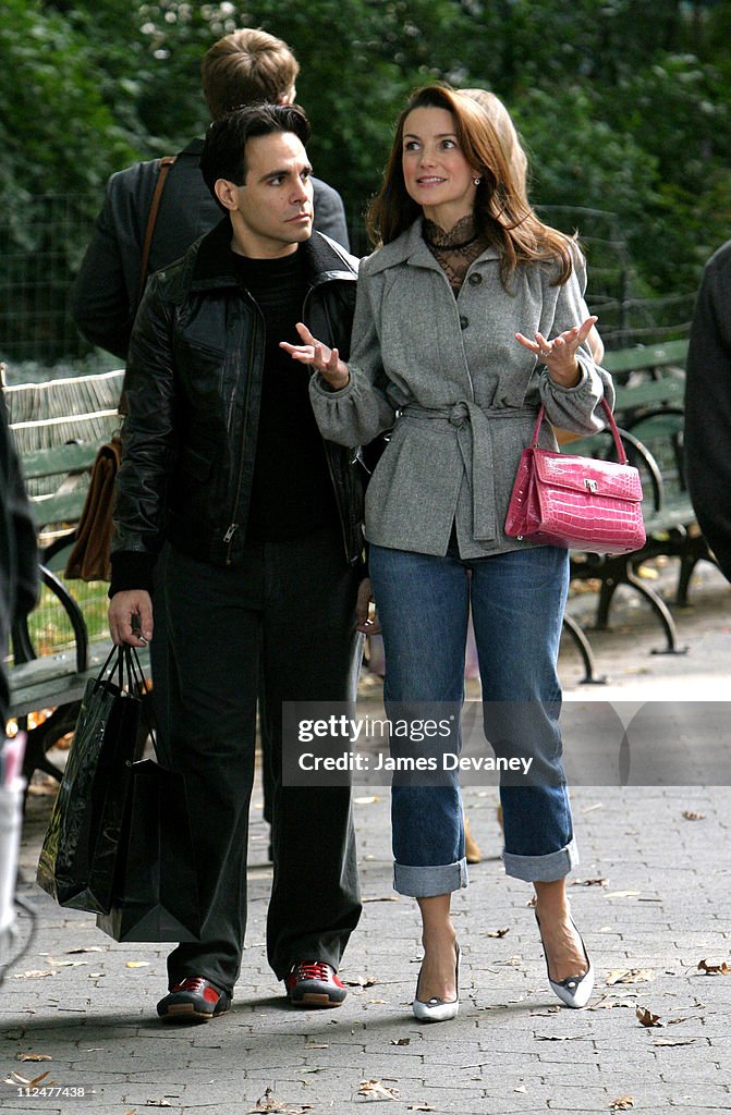 Kristin Davis and Mario Cantone on Location for "Sex and the City"