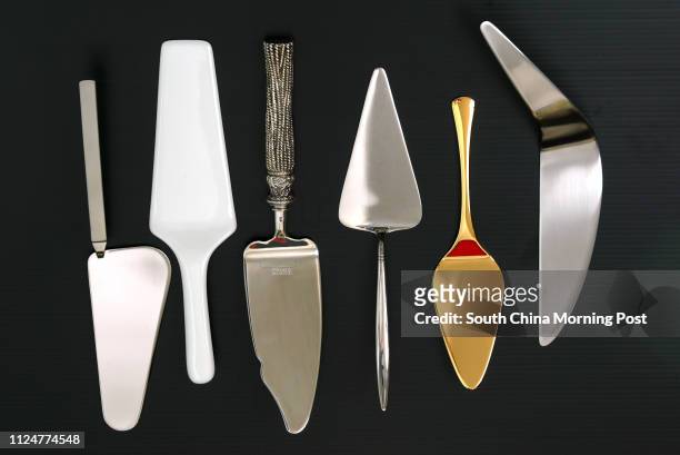 Cake Servers, left to right, Arne Jacobson from George Jenson, 23K gold plated from Noritake, Tao Poliert from Villeroy and Boch, Follement from...