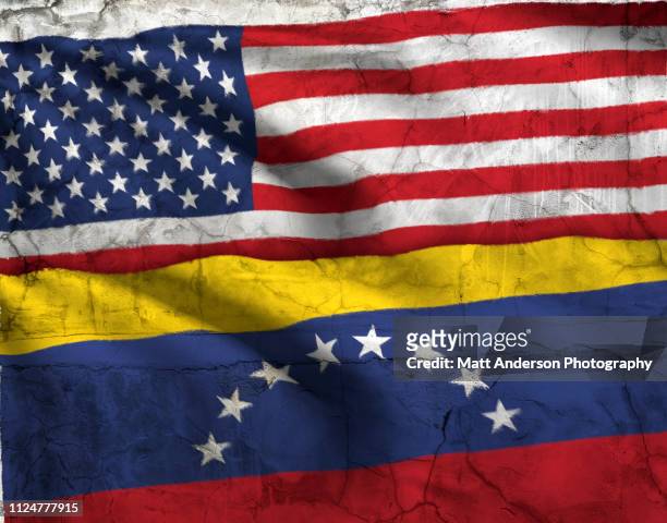 flag of venezuela and usa flag texture horizontal - venezuela stockfoto's en -beelden