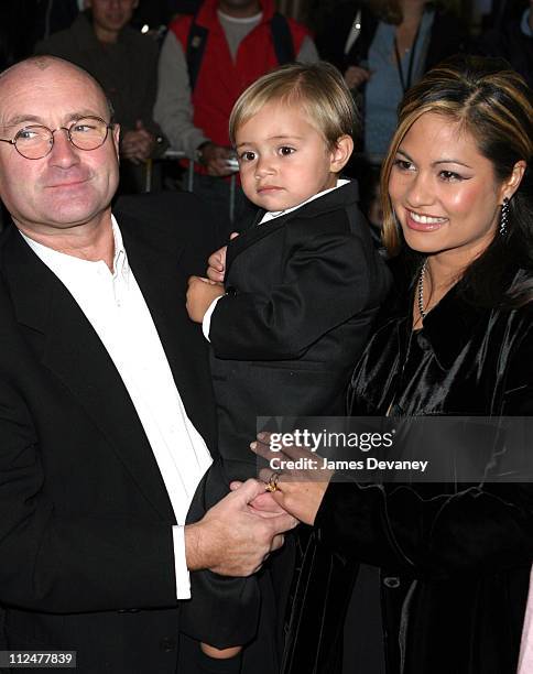 Phil Collins and wife Orianne Cevey and son Nicholas