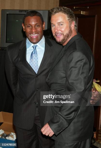 Sammy Sosa and William Petersen during Spike TV Presents the 2003 GQ Men of the Year Awards - Press Room at The Regent Wall Street in New York City,...