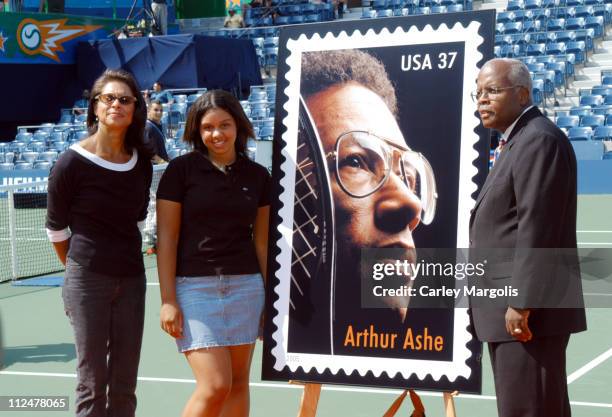 Jeanne Moutoussamy Ashe, Camera Ashe and Henry A. Pankey, vice president, Emergency Preparedness of the United States Postal Service