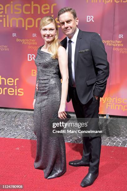 Sebastian Bezzel and Johanna Christine Gehlen attend the Bayerischer Filmpreis 2018 at Prinzregententheater on January 25, 2019 in Munich, Germany.