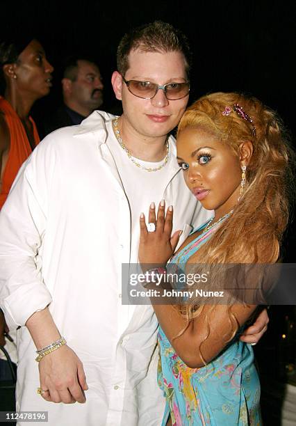 Scott Storch and Lil' Kim during Roc Digital's Rocbox Launch Party at Sky Bar at The Shore Club in Miami, Florida, United States.