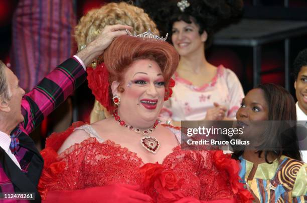 Miss America 2004 Ericka Dunlap crowns Miss Hairspray 2004 Harvey Fierstein as Edna Turnblad