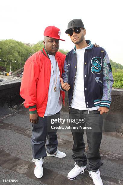 Jadakiss and Swizz Beatz shoot Jadakiss' "Who's Real" music video on the streets of Mahattan on May 11, 2009 in New York City.