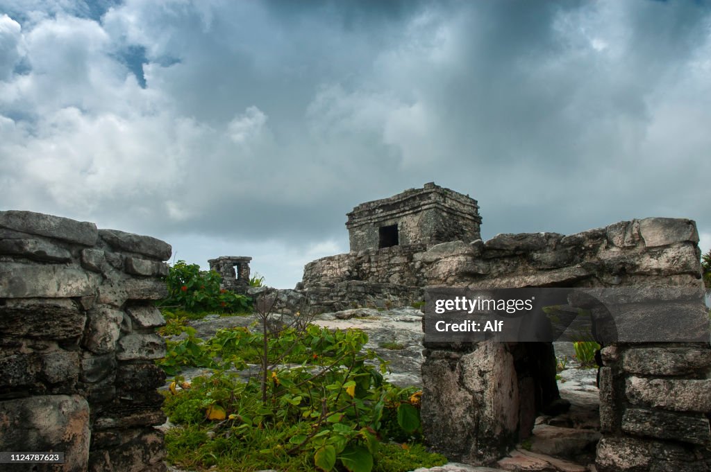 The Temple of the Wind God in Tulum, Quintana Roo, Mexico