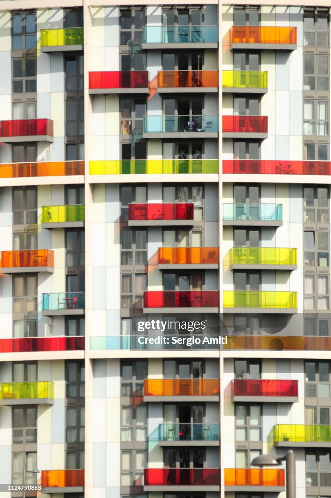 Apartments with colourful balconies