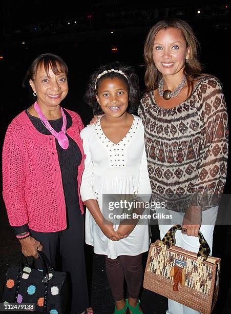 Vanessa Williams , her mother Helen Williams and daughter Sasha Fox pose backstage at "Billy Elliot" Broadway at The Imperial Theater on July 11,...