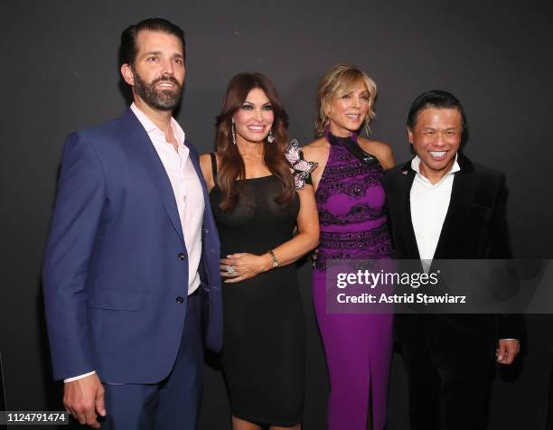 Donald Trump Jr., Kimberly Guilfoyle, Marla Maples and Zang Toi pose backstage for Zang Toi fashion show during New York Fashion Week: The Shows at...