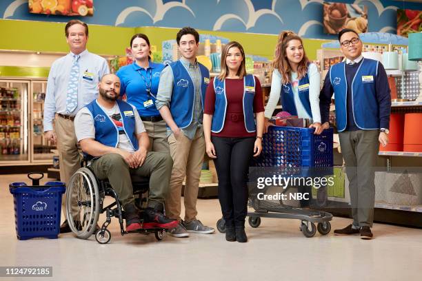 Pictured: Mark McKinney as Glenn, Colton Dunn as Garrett, Lauren Ash as Dina, Ben Feldman as Jonah, America Ferrera as Amy, Nichole Sakura as...
