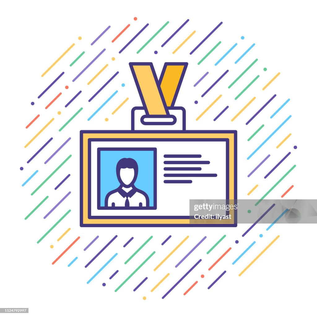 Business Networking Flat Line Icon Illustration
