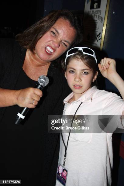 Rosie O'Donnell and Declyn Wallace Thornton Lauper pose backstage at the "Girls Night Out" tour at the Capital One Bank Theatre on August 8, 2009 in...