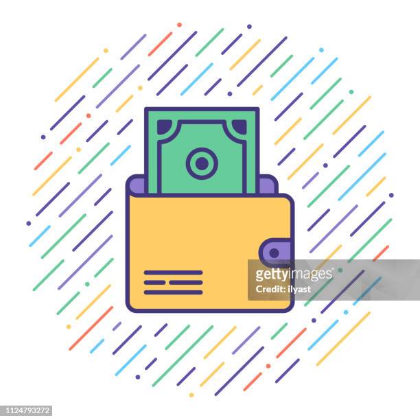 ilustrações de stock, clip art, desenhos animados e ícones de electronic transaction wallet flat line icon illustration - capital architectural feature