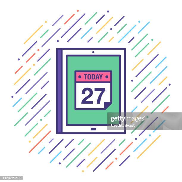 personal organizer flat line icon illustration - smart grid stock illustrations