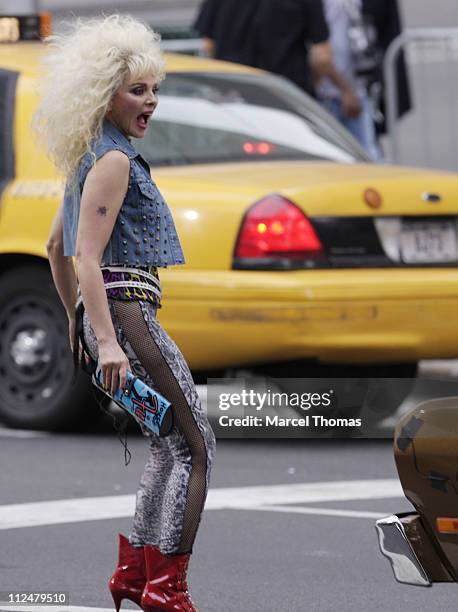 Kim Catrall is seen on the set of the movie"Sex in the City2" on location on the Streets of Manhattan on September 9, 2009 in New York City.