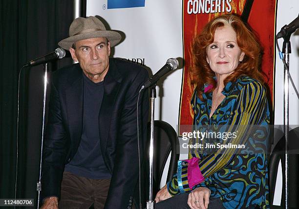 James Taylor and Bonnie Raitt attend the 25th Anniversary Rock & Roll Hall of Fame Concert at Madison Square Garden on October 29, 2009 in New York...