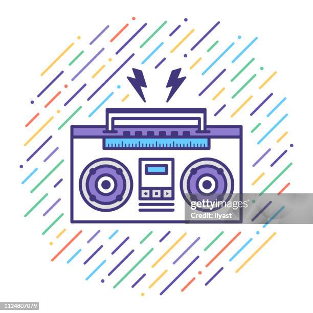 listen music mix flat line icon illustration - stereo stock illustrations