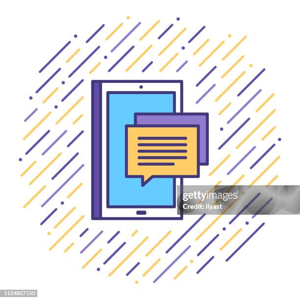 text messaging app flat line icon illustration - text message bubble stock illustrations