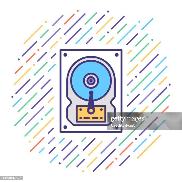 data recovery software flat line icon illustration - smart grid stock illustrations