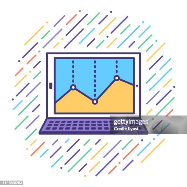 data knowledge & insights flat line icon illustration - smart grid stock illustrations