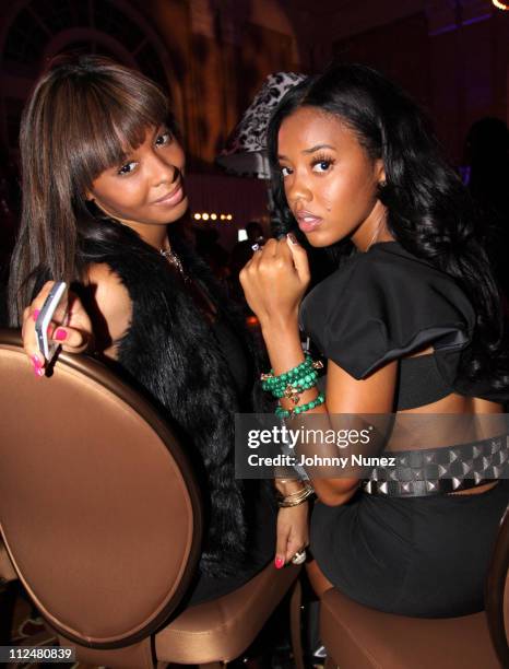 Vanessa Simmons and Angela Simmons attend the Russell Simmons Diamond Empowerment Fund - Dallas Rocks Benefit Dinner on November 14, 2009 in Dallas,...