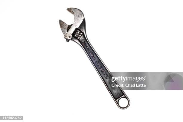 crescent wrench on white background - wrench stock pictures, royalty-free photos & images