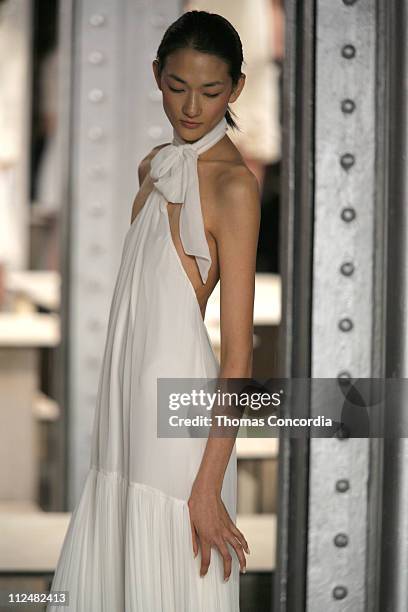 Ai Tominaga wearing 3.1 Phillip Lim Spring 2007 during Olympus Fashion Week Spring 2007 - 3.1 Phillip Lim - Runway at Waterfront Building in New York...