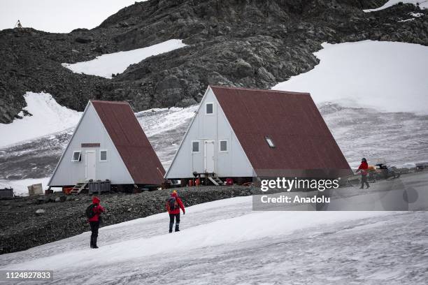 Scientific research team members are seen around Bulgaria's St. Kliment Ohridski Base at Livingston Island, an Antarctic island in the South Shetland...