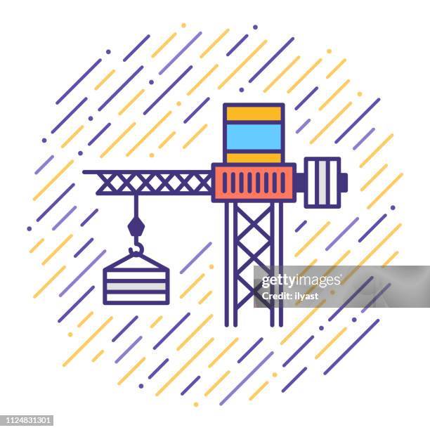 construction & building flat line icon illustration - pier stock illustrations