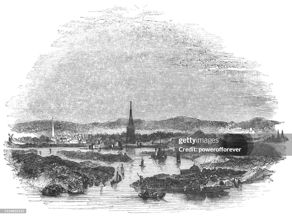 Cityscape of Aberdeen, Scotland - 17th Century