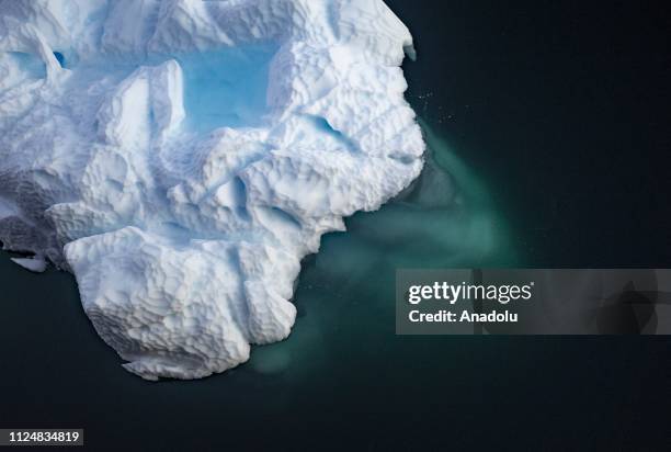 View of glacier in Lemaire Channel, a strait off Antarctica, between Kiev Peninsula in the mainland's Graham Land and Booth Island, on February 8,...