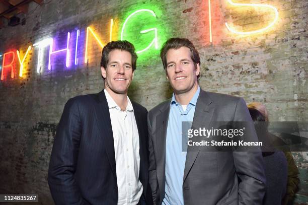 Cameron Winklevoss and Tyler Winklevoss attend Hauser & Wirth Los Angeles Opening of Annie Leibovitz and Piero Manzoni and Musical Performance by...