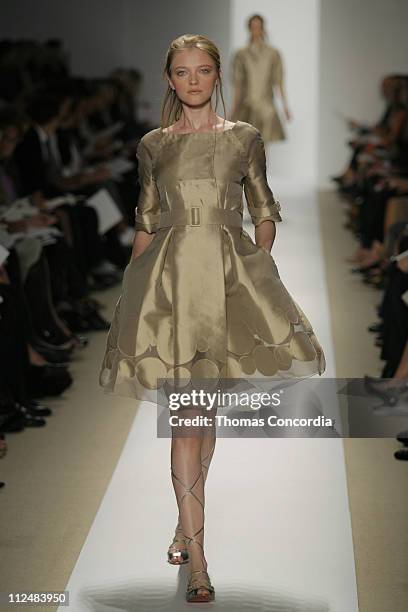 Vlada Roslyakova wearing J. Mendel Spring 2007 during Olympus Fashion Week Spring 2007 - J. Mendel - Runway at The Promenade, Bryant Park in New York...