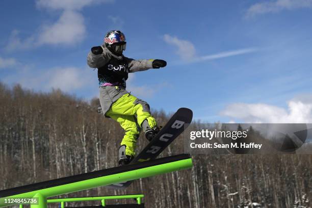 Roope Tonteri of Finland takes a practice run prior to the Men's Snowboard Slopestyle Elimination at the 2019 Winter X Games on January 25, 2019 in...