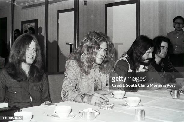 Rock stars...From left: John Paul Jones, Robert Plant, John Bonham and Jimmy Page, members of popular music band Led Zeppelin from the United...