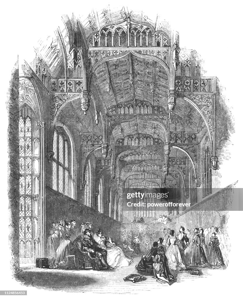 Henry VIII's Great Hall at Hampton Court Palace in London, England - 17th Century
