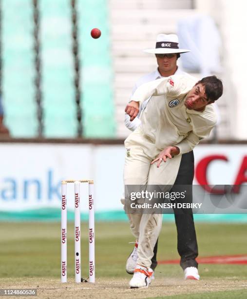 South Africa's Duanne Olivier bowls during day 2 of the first test match between South Africa and Sri Lanka held at the Kingsmead Stadium in Durban...