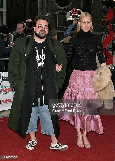 Kevin Smith and Jennifer Schwalbach Smith during Sony Ericsson Empire Film Awards - Arrivals at Guildhall Arts Centre in London, Great Britain.