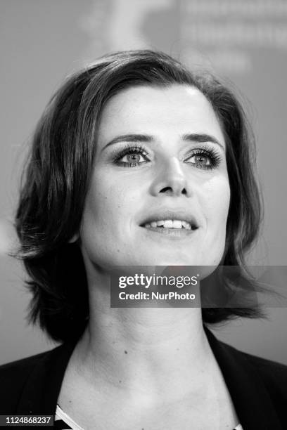 Image was converted to black and white) Eva-Maria Lemke attends the 'The Breath'' photocall during the 69th Berlinale International Film Festival...