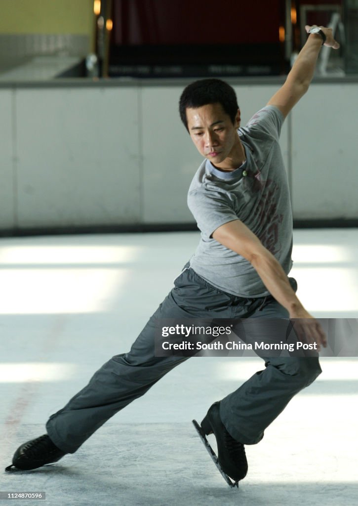 David Liu, Olympic skater from Taiwan who will perform in The City Contemporary Dance Company's (CCDC) dance show PlazaX rehearsal at Festival Walk ice rink. 12 October 2004.