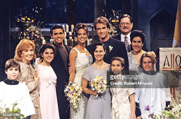 95Peggy , Anita , Mateo , Julia , Rosa , Hector and Isabella posed with Maria and Edmund at their wedding on Disney General Entertainment Content via...
